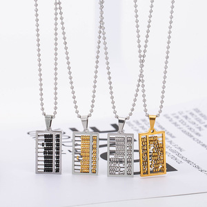 Collar Abacus de yunnique, colgante unisex de acero inoxidable chapado en oro de 18 quilates, joyería de moda disponible en varios colores - Product Image 1
