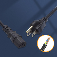 Cable de Alimentación de 3 Pines Estándar Estadounidense de 120 V con Certificación UL y Conector IEC C13 para Monitor de Computadora, Impresora