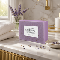 Savon exfoliant artisanal à l'extrait de lavande, exfoliation douce, nettoyage en profondeur, hydratant, pour le visage et le corps, OEM ODM 100g