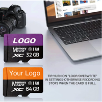 Carte TF en plastique OEM personnalisée avec logo, haute vitesse, 64 Go, 128 Go, classe A1, classe 10, U3, noire, certifiée CE, prix d'usine en gros