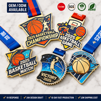 Medali Bola Basket Kustom Enamel Pita Penghargaan Olahraga OEM ODM Produsen Grosir Logo Kustom Produksi Turnamen Acara