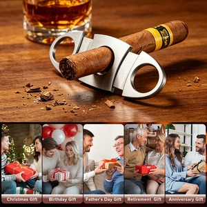 Cadeau pour la fête des pères, coupe-cigares guillotine en acier inoxydable, ciseaux à coupe droite durables, accessoires pour cigares pour hommes - Product Image 6