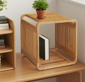 탁상용 현대 미니멀리스트 대나무 데스크탑 주최자 책 선반 디스플레이 랙 - Product Image 2