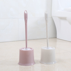 Toilet <b>Brush</b> Set Plastic Soft Bristle Long Handle For Bathroom Cleaning Gray And Pink - Product Image 1