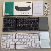 Keyboard nirkabel lampu latar LED lipat Mini ramping portabel USB 3.0 isi ulang kompatibel antarmuka USB 3 tombol angka untuk ponsel