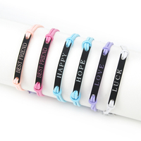 Bricolage peut personnaliser heureux chanceux acrylique lettre marque bracelet élastique nom personnalisé bracelet élastique pour femmes et hommes