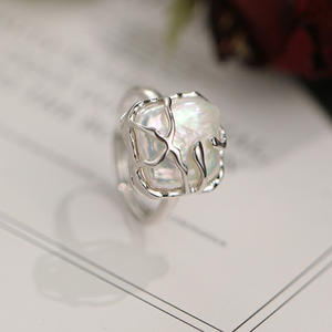 Natuna Opaal Geplooide Ring Elegant Ontwerp Vierkant Sterling Zilveren Parel Belofte Aangepaste Ringen 925 - Product Image 4