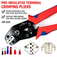 Pince à sertir professionnelle pour électricien SN-02C, pince à sertir à cliquet pour câbles électriques pré-isolés, bornes RV SV BV