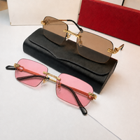 Lunettes de soleil sans monture légères et tendance pour femme, protection UV400, lunettes de soleil de voyage en métal pour homme, logo personnalisé