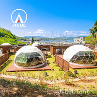Dôme de glamping géodésique de luxe 7m/6m/8m/9m avec salle de bain, couverture en PVC imperméable quatre saisons, deux chambres