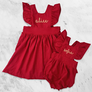 Crianças Roupas Meninas Vestidos De Algodão De Linho Natal Vermelho 2025 Baby Romper Sets Crianças Roupas Meninas Vestidos - Product Image 3