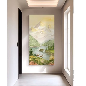 Hand Painted Oil Painting Morning Glow Landscape Art Wall Hanging Entryway Decor <b>Frameless</b> Modern Style 100% Handmade - Product Image 3