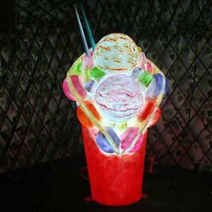 ไฟเรซิ่น LED แบบกำหนดเองอุปกรณ์ประกอบฉากไอศกรีมไฟเบอร์กลาสขนมหวานตกแต่งคริสต์มาส Motif Light ที่ไม่ซ้ำกัน - Product Image 5