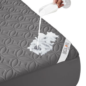 Toptan su geçirmez kir geçirmez yatak koruyucu kapak, derin cep ile kapitone yumuşak mikrofiber yatak pedi (koyu gri) - Product Image 1