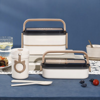 Boîte à repas portable de haute qualité avec compartiments, compatible micro-ondes, pour étudiants et employés de bureau, emballée en carton