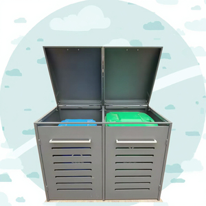 Tùy chỉnh ngoài trời thép mạ kẽm đôi chất thải <span class=keywords><strong>bin</strong></span> thiết kế mới với khóa cửa công suất lớn có thể tái chế phân loại tái chế Thùng - Product Image 5