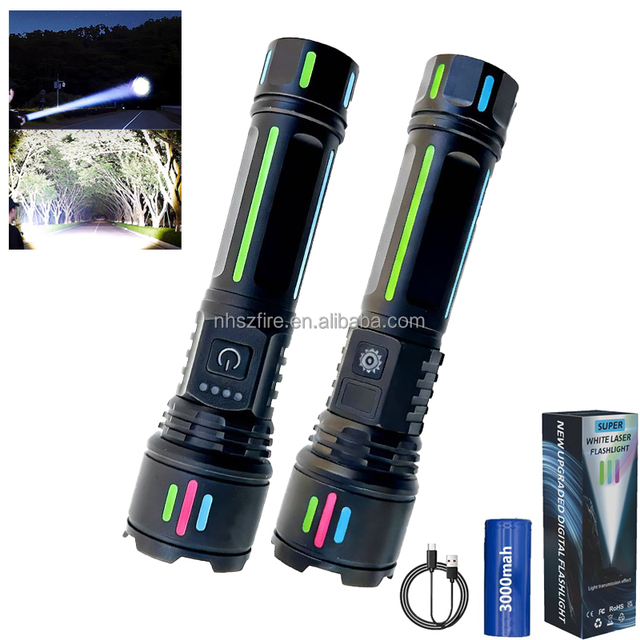 20W White Laser 3000mah Battery Super Bright Long-Range Waterproof Wide Beam Aluminum Alloy Rechargeable Flashlight Flashlight