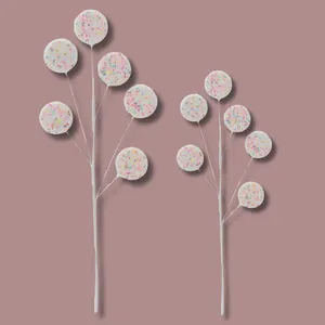 New Year Decor White Sparkle and Sprinkles Foam Candy Pick for Xmas Decoration Artificial Christmas Picks for Trees
