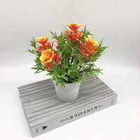 7 Köpfe künstliche Rose Blume Topf Mini gefälschte Bonsai Pflanze Home Office Dekor AU