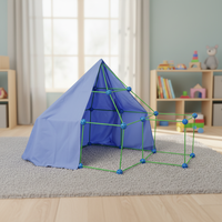 Ensemble de construction modulaire en plastique ABS de 69 pièces, tente-fort, château, blocs de construction STEM, kit de terrain de jeu intérieur pour enfants