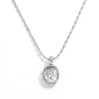 Collier en acier inoxydable avec pendentif ovale élégant en zircone plaqué PVD Joolim, chaîne de perles de riz, étanche, vente en gros, bijoux tendance