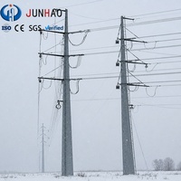 Poteau électrique tubulaire en acier galvanisé pour ligne de transmission, poteau utilitaire polygonal pour projet de réseau aérien haute tension