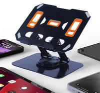 Support de bureau entièrement métallique de style mecha, anti-fuite, rotatif à 360° et pliable, avec boîte cadeau pour téléphone et tablette