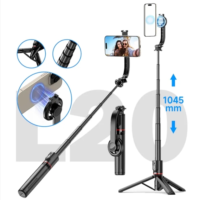 Wholesale L20 Wireless Selfie Stick Tripod Stand Magnetic Phone Holder Adjustment Feature Compatible Android for Live Streaming