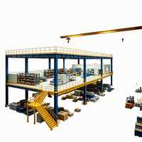 HONGXIN Étagère de mezzanine robuste personnalisable à 2-3 niveaux, sans boulons, à rivets, en acier laminé à froid, revêtement poudré, acier anticorrosion