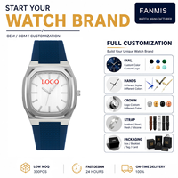 Montre minimaliste personnalisée à label privé pour hommes, boîtier octogonal en alliage, bracelet en silicone, mouvement à quartz, montres de mode modernes