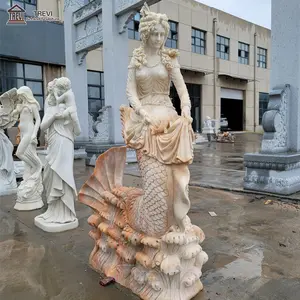 Luxury Custom Natural Marble carving Sculpture Mermaid Statue For Garden