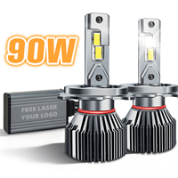 Faro LED OEM de 90W H7/H4/H11 para Auto, CSP 6500K, Plug & Play, Mini, Canbus, 12V/24V, Nuevo, Aluminio de Aviación, Directo de Fábrica