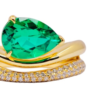 UM Jewelry 925 <b>Silver</b> Pear Cut <b>Emerald</b> Zircon <b>Ring</b> 18K Gold Plated for Men Women Unisex Daily Wear Wedding Anniversary Gift - Product Image 4