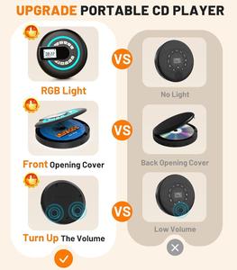 Reproductor de CD Portátil Multifuncional con Altavoz Bluetooth, Radio FM, Efectos de Luz RGB, Función de Repetición para Aprender Inglés - Product Image 3