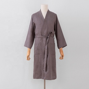 Abito <span class=keywords><strong>Kimono</strong></span> personalizzato in cotone lino Spa Sauna accappatoio da notte lounge vestaglia - Product Image 6