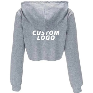 Sudadera Corta con Capucha para Mujer, de Felpa Francesa, de Algodón, Manga Larga, con Logotipo Personalizado, Estilo Urbano - Product Image 2