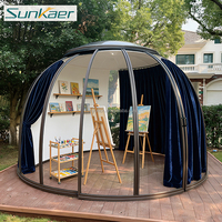 Nuevo diseño de policarbonato personalizado Glamping cúpula geodésica casa tienda jardín cúpula en forma de terraza acristalada para restaurante