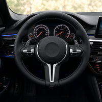 Volant en cuir personnalisé à fond plat pour BMW F10 F15 F36 F20 F22 F25 370 mm