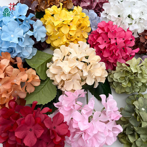 Flor de Hortensia de Seda de Una Sola Cabeza, Realista, para Decoración de Bodas, Estilo Moderno, con Relieve y Forma de Hueso - Product Image 1