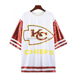 Vestito da donna con paillettes più economico Kansas City Top abito Hip Hop ampio vestito maglietta <span class=keywords><strong>Punk</strong></span> con Jersey per ragazze NFL - Product Image 2
