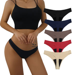 Culotte menstruelle sexy taille basse en nylon anti-fuite à quatre couches, avec logo personnalisé et techniques de teinture unie à la taille, pour femmes - Product Image 1