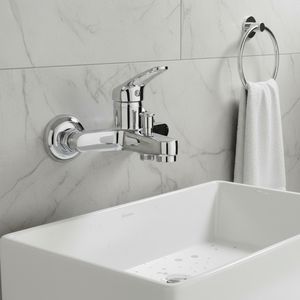 Modern Lead Free Brass Bathroom Mixer Anti-Scratch Polished Metered Faucets <b>Single</b> Handle 4" Centerset Deck Mounted Hot/Cold - Product Image 3
