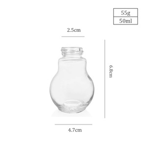 Vente directe d'usine, pot de stockage en verre pour épices, poivre, sel, en forme d'<span class=keywords><strong>ampoule</strong></span>, mini, mignon, créatif, 50 ml, avec couvercle en acier inoxydable - Product Image 5
