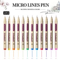Ensemble de stylos techniques Keep Smiling 12 couleurs 0,5 mm, stylos à micro-lignes colorés de haute qualité pour l'illustration, le dessin et le traçage de lignes