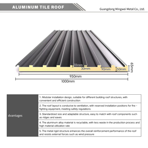 In magazzino isolato In lega di alluminio tetto grande parete tegole In alluminio Sandwich tetto tegola In alluminio - Product Image 2