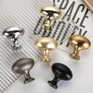 现代厨房家具旋钮实心锌合金橱柜门拉手蛋形抽屉拉手 - Product Image 4