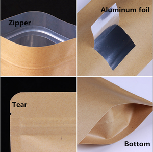 Pochette en papier <span class=keywords><strong>kraft</strong></span> ziplock fermeture marron papier de nourriture de thé de café sac d'emballage sac en plastique emballage sacs en papier en gros - Product Image 4
