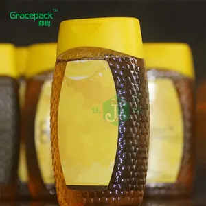 500G Customized Upside Down Soft Honey Packaging Squeeze Bottle Plastic Jar Wedding Favor 4oz plastic jar