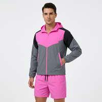 Nouvel ensemble de survêtement en gros à séchage rapide, coupe-vent sportif et short, vêtements de sport d'été rose, gris, noir