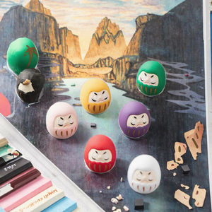 تماثيل صغيرة من السيراميك المزجج الملون ، مجموعة فنية يابانية ، دمى دارما مرسومة ، هدايا صغيرة لطيفة - Product Image 1